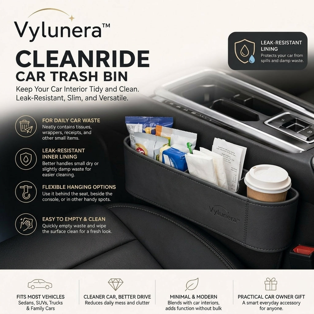 Vylunera™ CleanRide Leak-Resistant Car Trash Bin