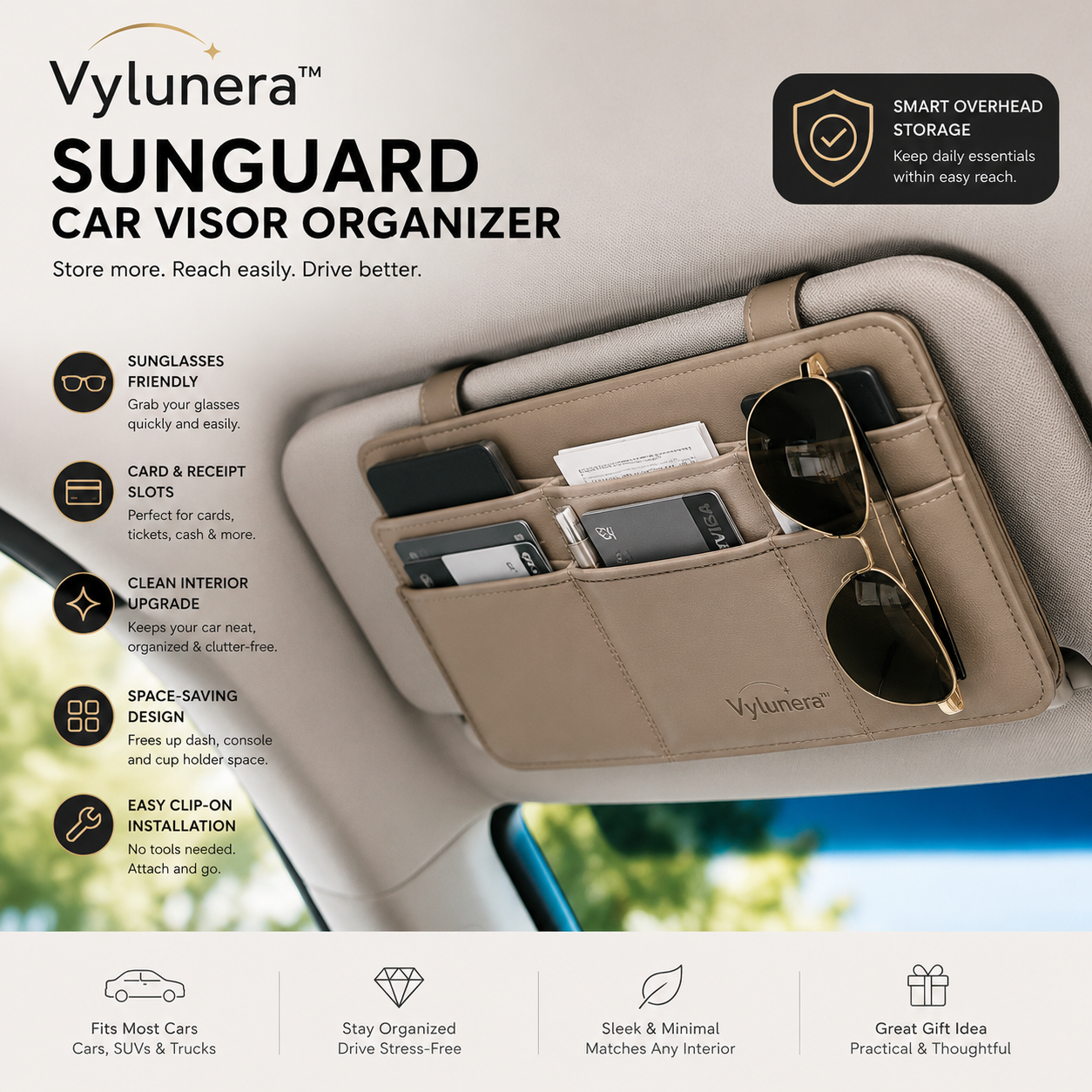 Vylunera™ SunGuard Car Visor Organizer